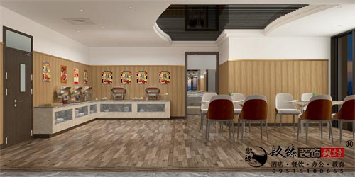 银川员工餐厅设计效果图|镹臻设计