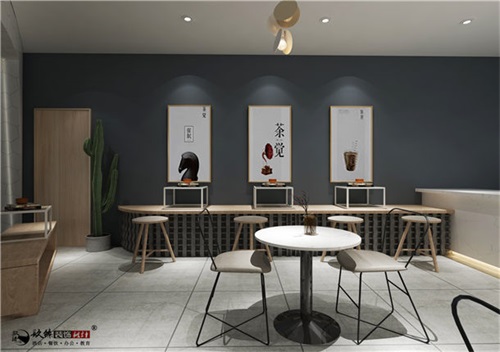 银川奶茶店装修设计效果图|镹臻设计