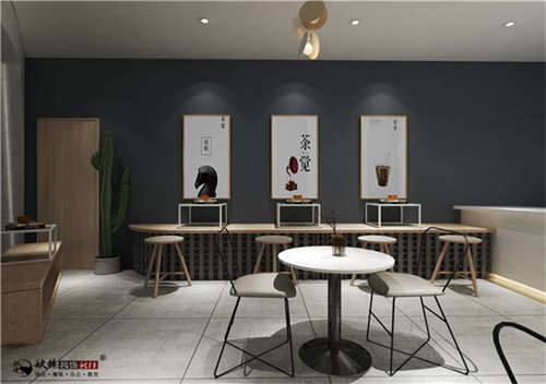 银川奶茶店装修设计效果图|镹臻设计