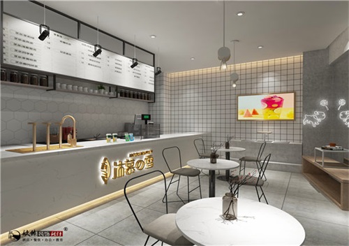 银川奶茶店装修设计效果图|镹臻设计